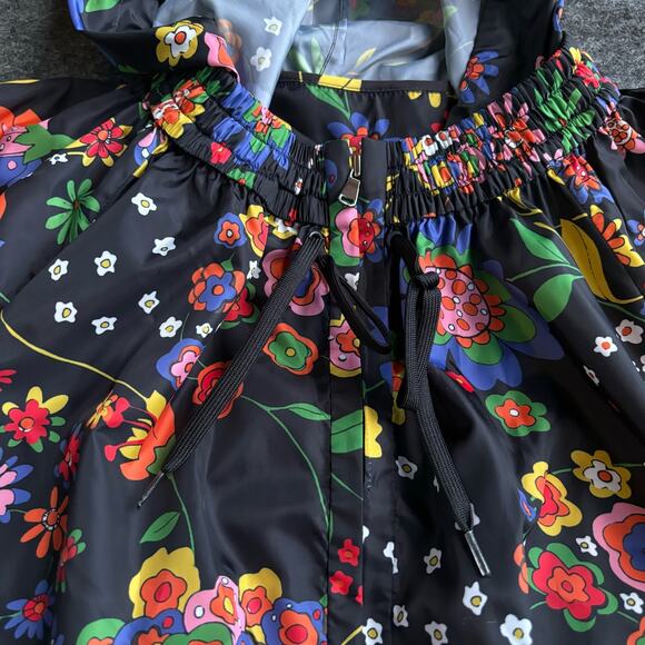 TIBI FLORAL PRINT ANORAK JACKET WITH DETACHABLE HOOD WATER REPELLENT WOMEN SZ L - Picture 10 of 15